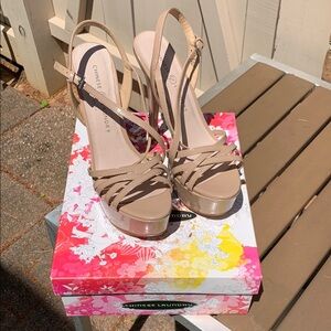 Chinese Laundry Tan/Nude Patent Leather Platform Stiletto (New/Never Worn)